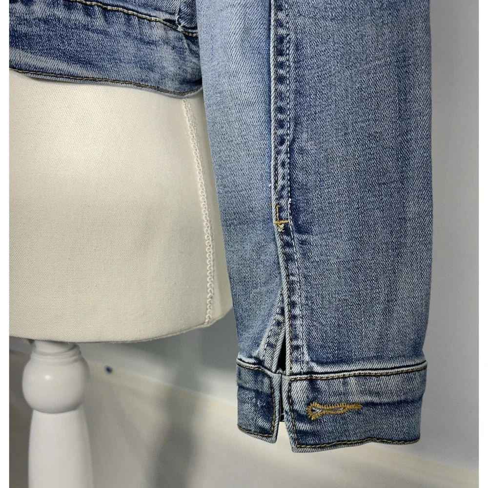 Thrashed Cottage core‎ JouJou Denim Embroidered Ladies S or girl jacket Sz 14 L